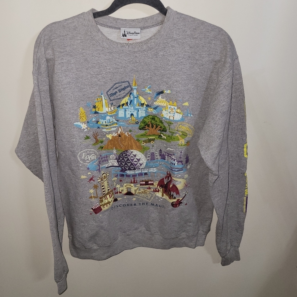 Disney Parks Women's Gray Long Sleeved Crewneck Sweater, Size M